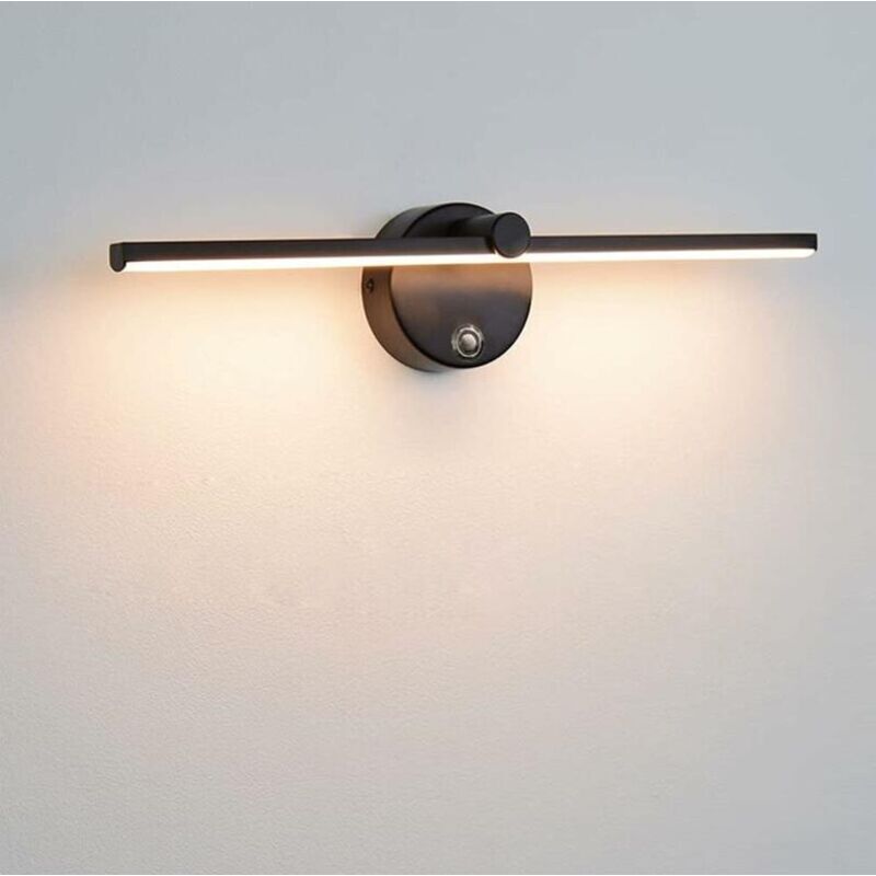 Luces de espejo led regulables con interruptor, lámpara de pared de baño giratoria de 300° led 8W 4000K lámpara de espejo de baño