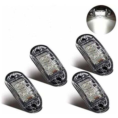 Luces de gálibo LED de posición lateral para remolque, camión, caravana, autobús, universales (12 V/24 V, 4 unidades blancas)