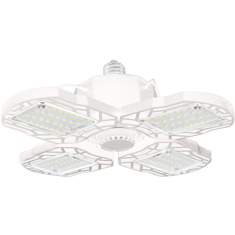 

Luces de garaje LED, Lampara de techo ajustable plegable, Luz LED E27,Blanco, 4 paneles LED y 60W