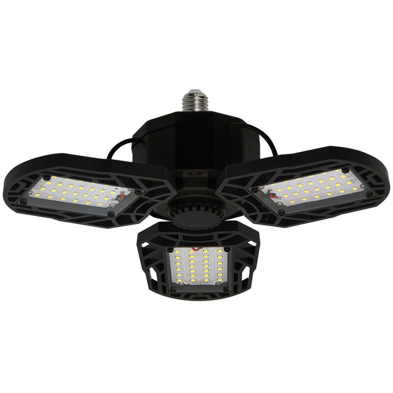 

Luces de garaje LED, Lampara de techo ajustable plegable, Luz LED E27,Negro, 3 paneles LED y 60W