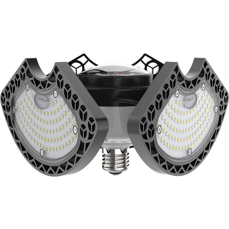 

Luces de garaje LED, luces de techo LED deformables, con 3 paneles ajustables, E27,Blanco y negro, 50W-E26