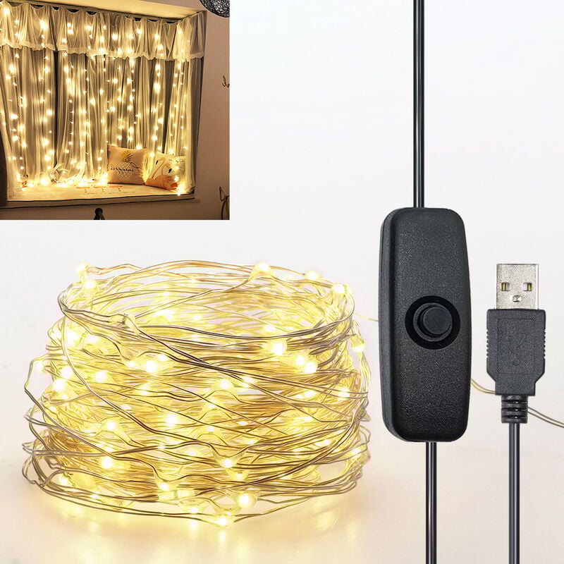 

Luces de hadas, 12m 120 LED Cadena de luces, USB, IP65 a prueba de agua