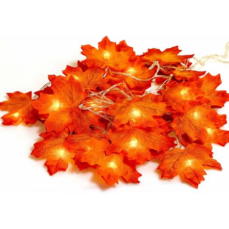 Luces de hadas en forma de hoja de arce para decoración de otoño, decoración de bodas, decoración navideña, 40 lichtern
