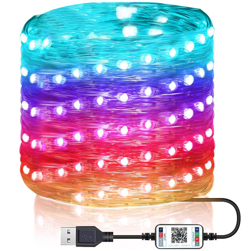 

Luces de hadas, luces de cadena LED con enchufe USB, luces de cadena de hadas que cambian de color para interiores y exteriores, 32,8 pies / 10 m