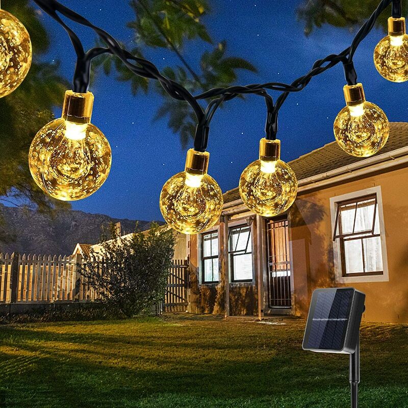 

Luces de hadas solares para exteriores, 50 bolas de cristal LED IP65 a prueba de agua, luces de hadas 79.5M, 8 modos de luz decorativos para