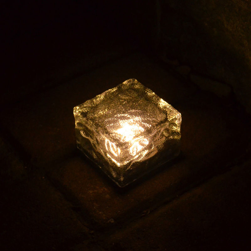 

Luces de ladrillo de vidrio solar, lampara de noche para jardin,Amarillo