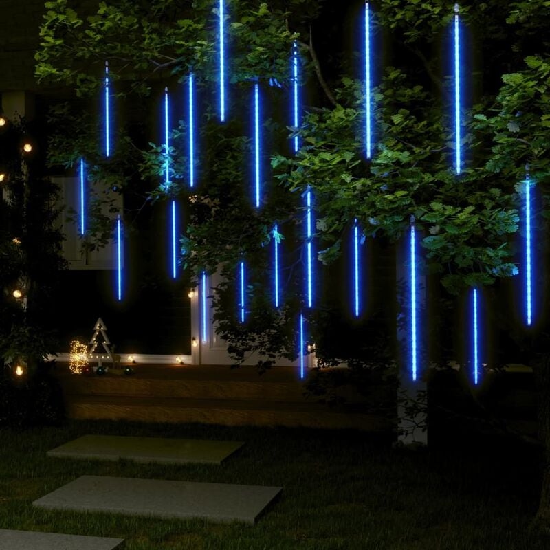 

Luces de meteorito 20 uds 720 LED 50 cm azul interior/exterior