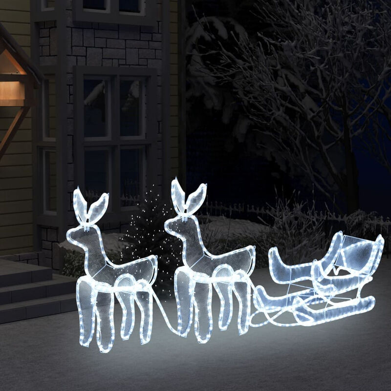 

Luces de Navidad 2 renos y trineo con malla 320 LEDs