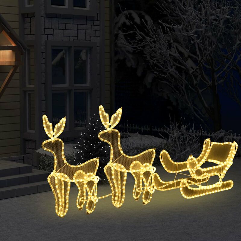 

Luces de Navidad 2 renos y trineo con malla 320 LEDs