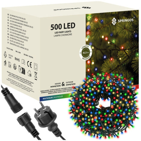 Luces de Navidad 500 LED 30 m, multicolores, iluminación exterior navideña.