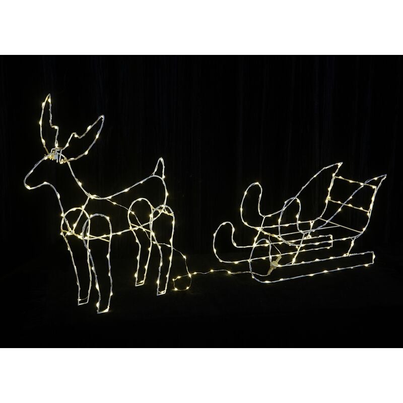 

Luces de Navidad con forma de 'reno con trineo' - decoración navideña grande exterior - Central Park - 120cm x 27cm x 55cm - Adaptador IP44