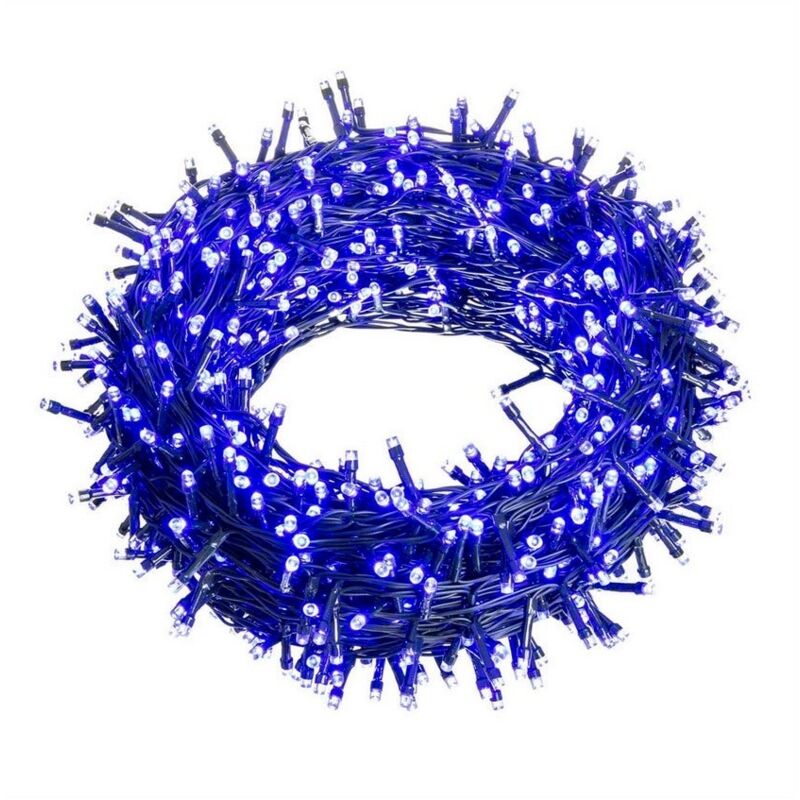 

Luces de Navidad de 8 funciones con 100 luces para interiory exterior de led blancas y azules de 495 cm