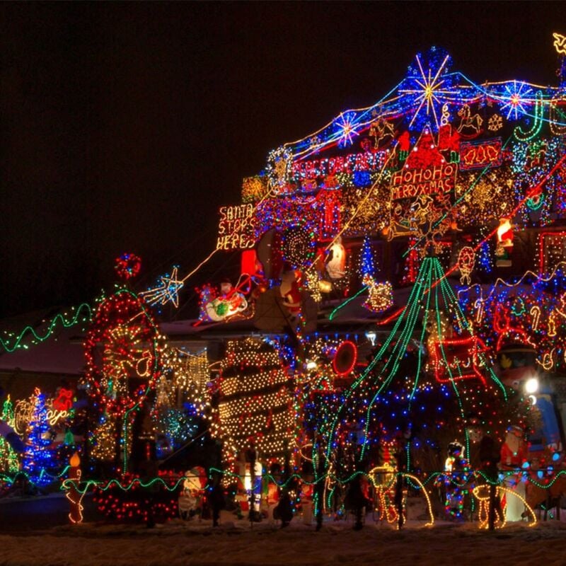 

Luces de Navidad de 8 funciones con 144 luces para interiory exterior de led multicolor de 600 cm