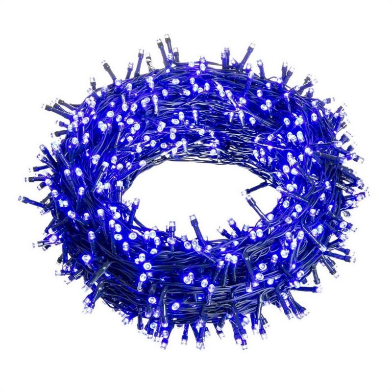 

Luces de Navidad de 8 funciones con 500 luces para interiory exterior de led blancas y azules de 2495 cm
