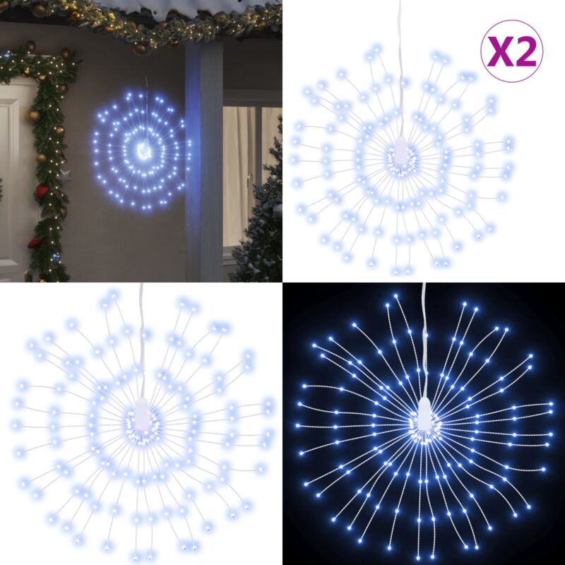 Luces de Navidad de estrellas 2 uds 140 LED blanco frío 17 cm - Luces estelares - Luces LED