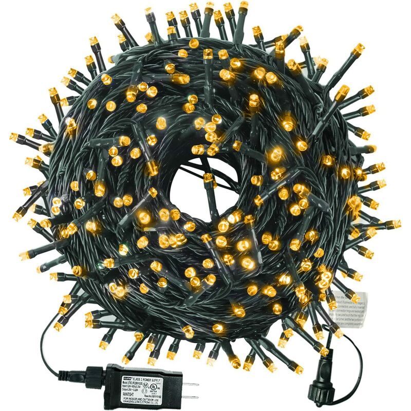 

Luces de Navidad, luces de árbol de Navidad impermeables al aire libre, enchufe de extremo a extremo certificado por UL 8 modos de luces de cadena