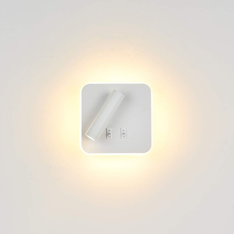 Luces de noche Lámpara de pared interior del hotel Luces de pared de cama Lámpara de pared del pasillo con interruptor (12W blanco/blanco cálido)