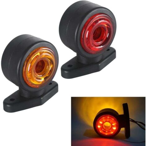 Luces de posición laterales LED KZQ 2 x 16, 12/24 V, luz de advertencia de doble cara, ámbar y blanca, para camión, autocaravana o caravana.