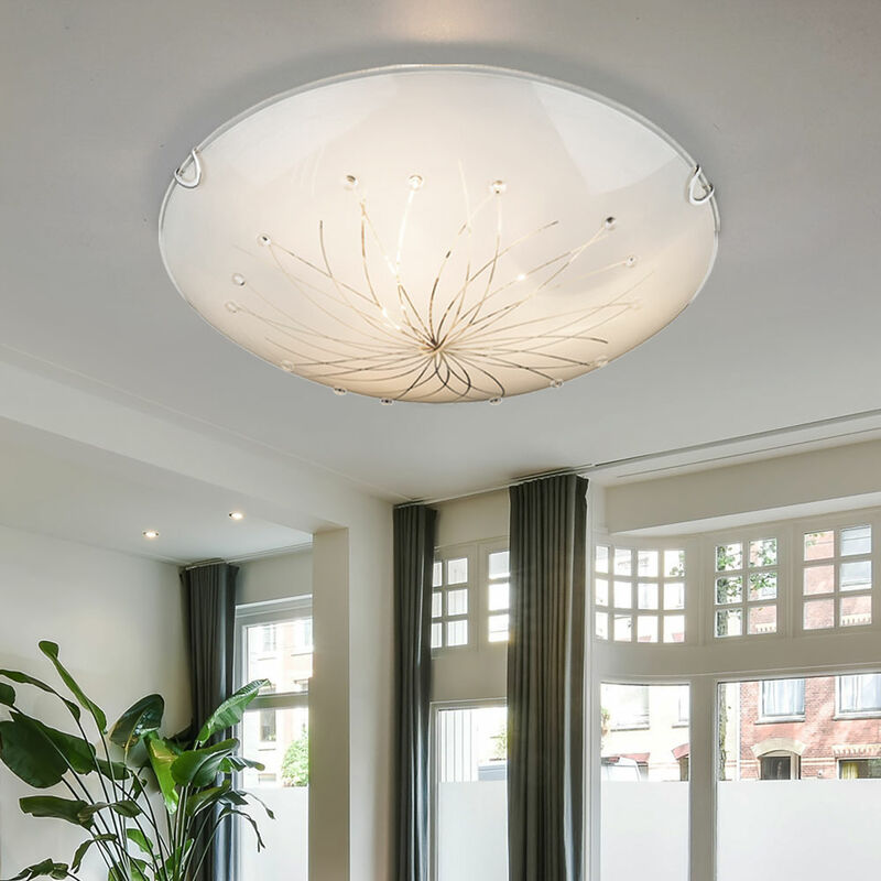 

Iluminación de techo comedor decoración de vidrio lámpara de patrón de flor transparente satinada en un juego que incluye bombillas LED