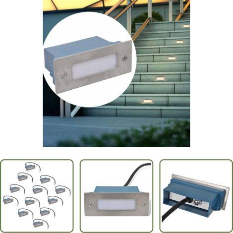 Luces empotradas - Luces LED empotrables para escaleras 12 uds 44x111x56 mm