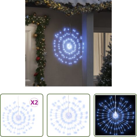 Luces estelares -  Luces de Navidad de estrellas 2 uds 140 LED blanco frío 17 cm