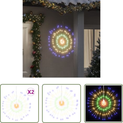 Luces estelares -  Luces de Navidad de estrellas 2 uds 140 LED de colores 17 cm