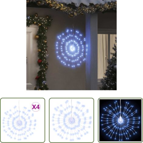 Luces estelares -  Luces de Navidad de estrellas 4 uds 140 LED blanco frío 17 cm