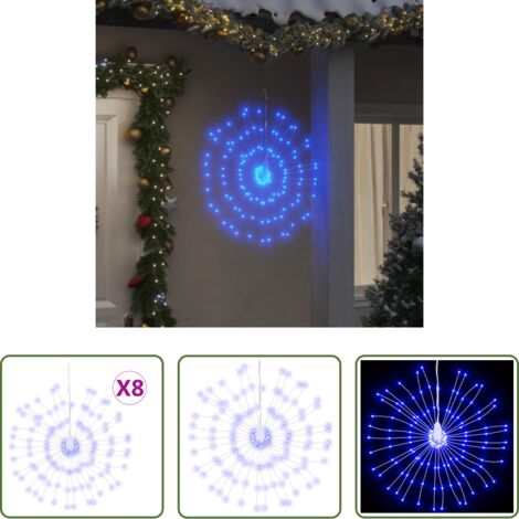 Luces estelares -  Luces de Navidad de estrellas 8 uds 140 LED azul 17 cm