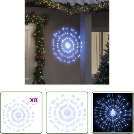 Luces estelares -  Luces de Navidad de estrellas 8 uds 140 LED blanco frío 17 cm