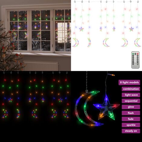 Luces estrella y luna 138 LEDs de colores con control remoto - Luces decorativas - Luces navideñas