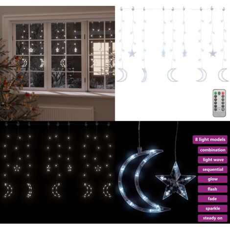 Luces estrella y luna 345 LEDs blanco frío con control remoto - Luces navideñas - Luces decorativas