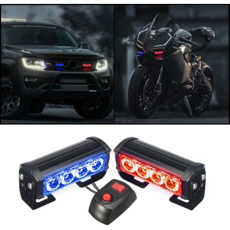 Luces estroboscópicas, 2 unidades, 8 LED, luces de emergencia, luces de advertencia intermitentes, 12 V, universales, para coche, camión, remolque (rojo y azul)