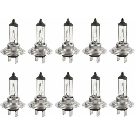 Luces halógenas - Paquete de 10 bombillas LED H7 de 12 V y 55 W, de larga duración, luz blanca cálida, para luces altas y bajas de coche.
