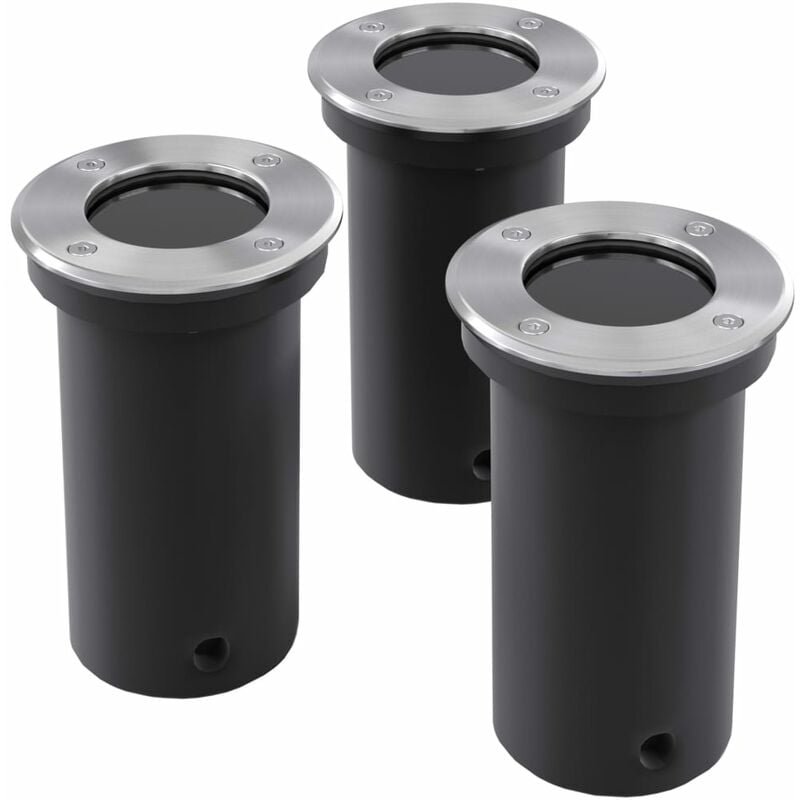 

vidaXL Focos LED empotrables de suelo de jardín redondos 3 uds - Plateado