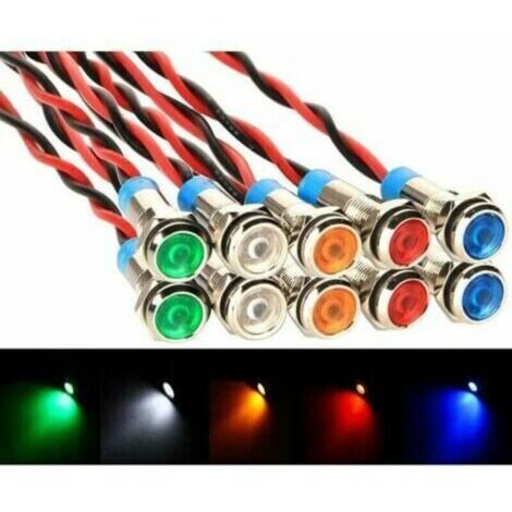 Luces indicadoras LED metálicas LaBlanc de 10 piezas de 6 mm, CA/CC 12-24 V, panel de señalización LED universal para furgonetas, barcos y otros vehículos.