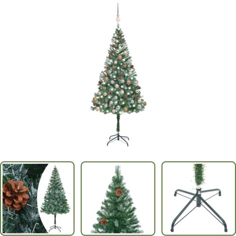 Luces LED -  Árbol de Navidad artificial con LEDs, bolas y piñas 180 cm