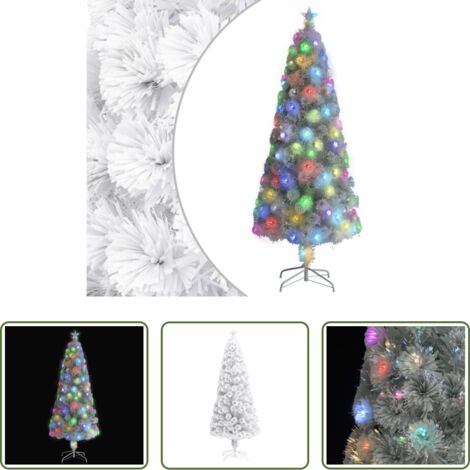 Luces LED -  Árbol de Navidad artificial con luces fibra óptica blanco 240cm