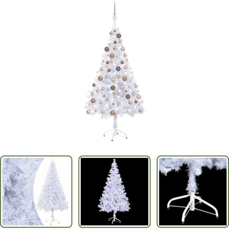 Luces LED -  Árbol de Navidad artificial con luces y bolas 230 ramas 120 cm