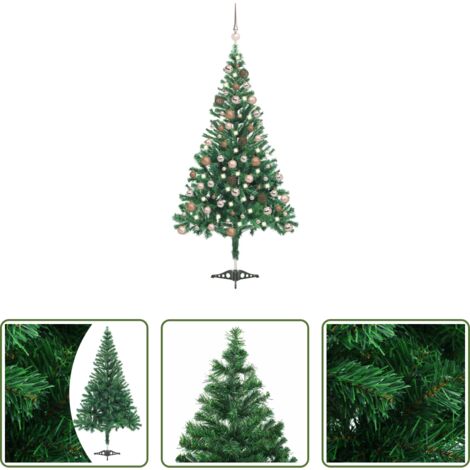 Luces LED -  Árbol de Navidad artificial con luces y bolas 564 ramas 180 cm
