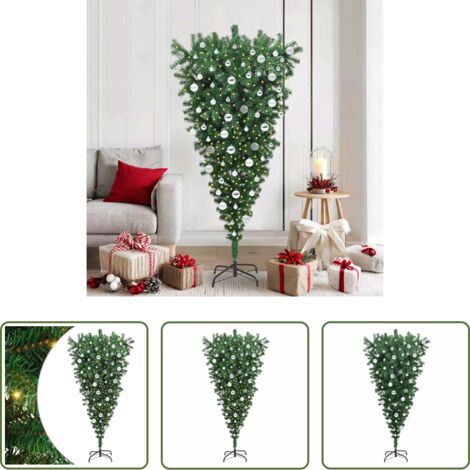 Luces LED -  Árbol de Navidad artificial pre-iluminado invertido con juego de bolas