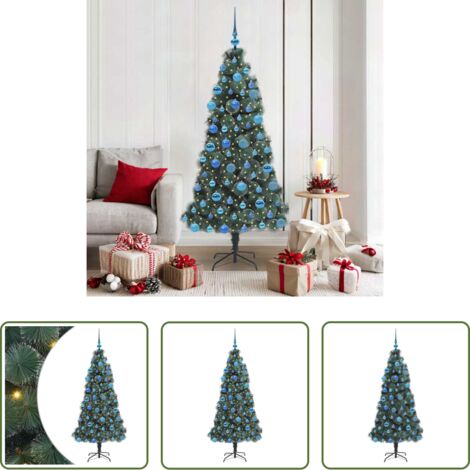 Luces LED -  Árbol de Navidad artificial preiluminado con conjunto de bolas