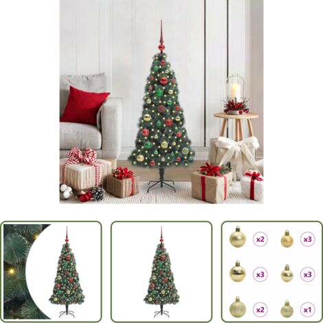 Luces LED -  Árbol de Navidad Artificial Preiluminado con Conjunto de Bolas