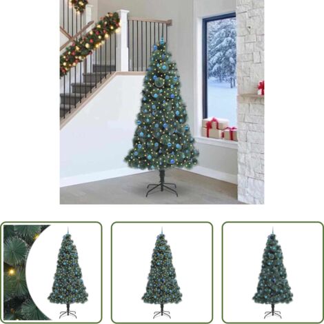 Luces LED -  Árbol de Navidad artificial preiluminado con juego de bolas PET