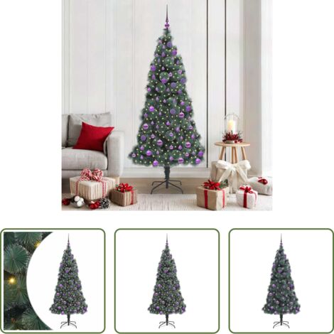 Luces LED -  Árbol de Navidad artificial preiluminado con set de bolas Verde