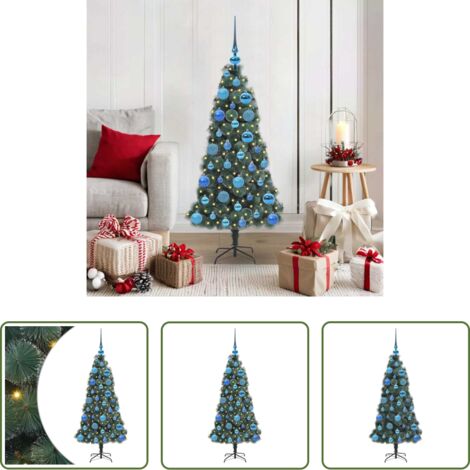 Luces LED -  Árbol de Navidad Artificial Preiluminado con Set de Bolas Verde