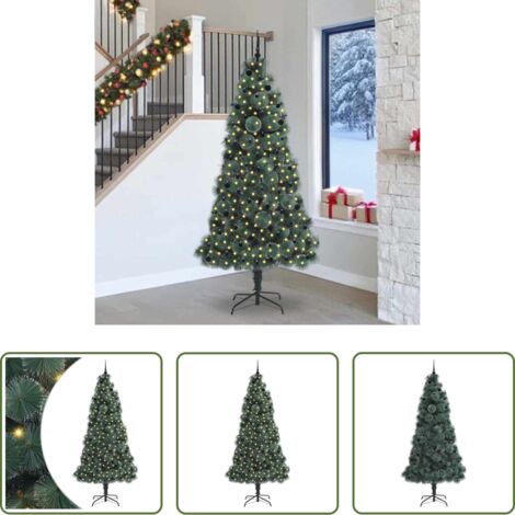 Luces LED -  Árbol de Navidad artificial preiluminado con set de bolas Verde