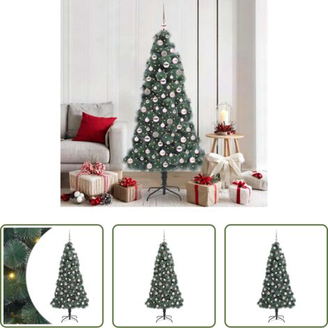 Luces LED -  Árbol de Navidad artificial preiluminado con set de bolas Verde