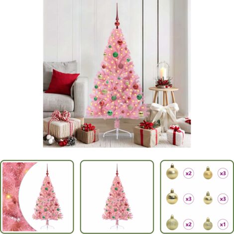 Luces LED -  Árbol de Navidad Artificial Preiluminado Rosa 150 cm PVC
