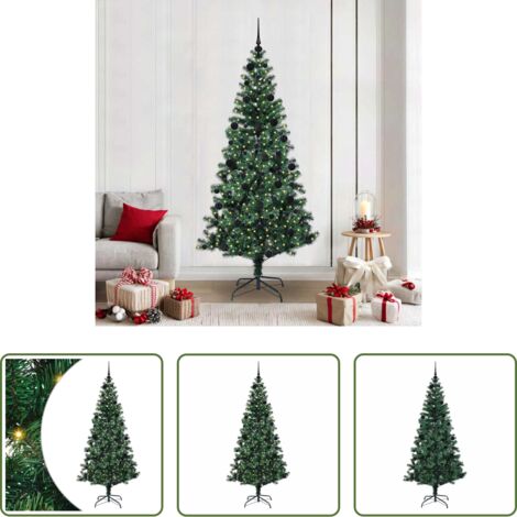 Luces LED -  Árbol de Navidad Artificial Preiluminado Verde 210 cm