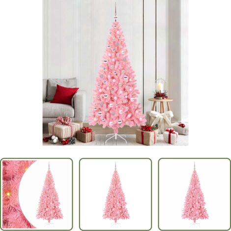 Luces LED -  Árbol de Navidad con 300 LED con soporte Rosa 210 cm PVC